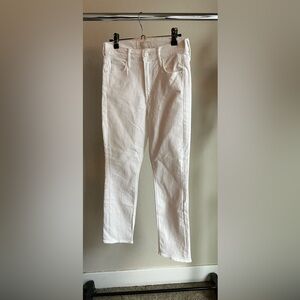 MOTHER Mid Rise Dazzler Ankle Jeans in White